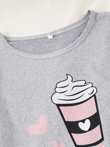 Conjunto de pijama con top estampado con gráfico de letras y pantalón a cuadros