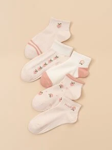 5雙桃子樣式短襪 - 彩色 - 查看 1
