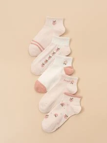 5雙桃子樣式短襪 - 彩色 - 查看 2