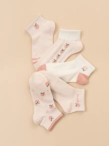 5雙桃子樣式短襪 - 彩色 - 查看 4