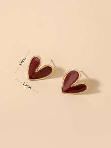 Andkiss Heart Shaped Stud Earrings - Multicolor - View 3