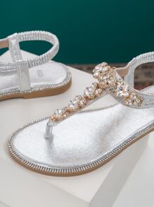 Dép bệt Nữ Ngọc trai màu trơn Hấp dẫn Đúng mốt - Bạc - Xem 5