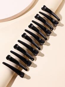 12 piezas Pinzas de pelo simples para mujer, pinzas de garra casuales, pasadores de pelo, artículos escolares - Negro - Ver 2