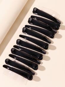 12 piezas Pinzas de pelo simples para mujer, pinzas de garra casuales, pasadores de pelo, artículos escolares - Negro - Ver 4