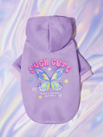 Haustier Hoodie mit Schmetterling Muster