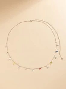 Flower Charm Waist Chain - Silver - View 2