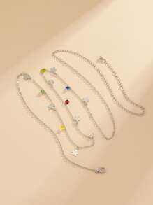 Flower Charm Waist Chain - Silver - View 5