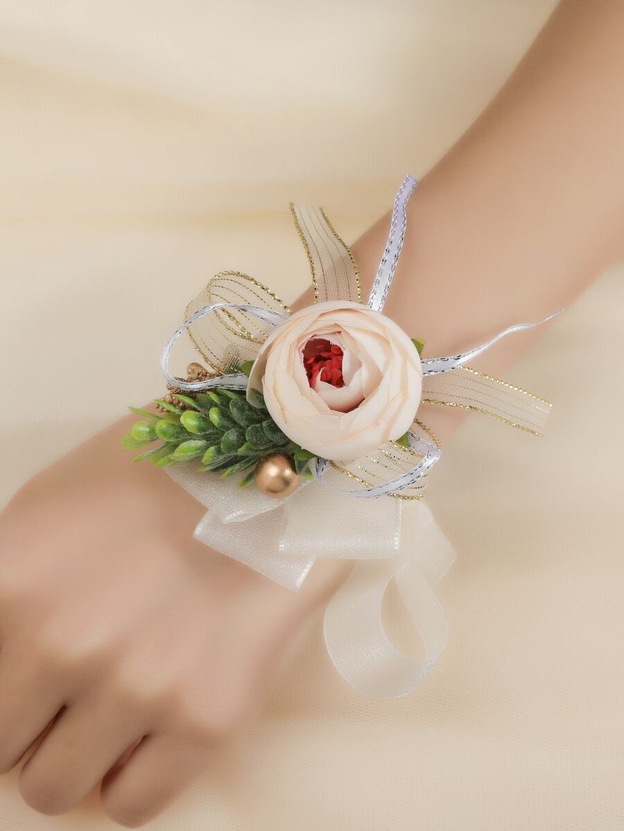 Flower Decor Wrist Corsage - Multicolor - View 1