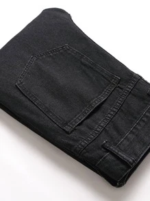 ROMWE MEN Hombres Jeans desgarro - Negro - Ver 6