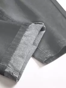 ROMWE MEN Hombres Jeans desgarro - Negro - Ver 5