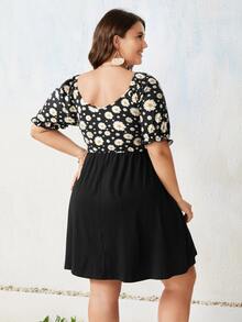 Đầm Plus Size Hoa Boho - màu đen - Xem 2