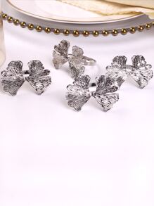 4入組銀杏葉形狀餐巾環 - 銀色 - 查看 4