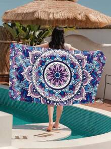 曼陀羅印花沙灘巾 - 彩色 - 查看 1