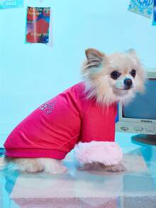 字母圖案寵物運動衫 - 玫紅色 - 查看 3