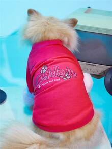 字母圖案寵物運動衫 - 玫紅色 - 查看 4