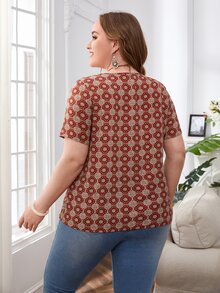 SHEIN Áo sơ mi Plus Size Tất cả trên in Boho - Nhiều màu - Xem 2