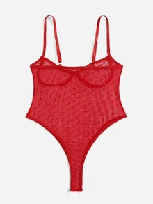 Body teddy de lunares de malla - Rojo - Ver 2