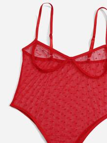 Body teddy de lunares de malla - Rojo - Ver 3