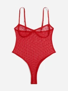 Body teddy de lunares de malla - Rojo - Ver 4