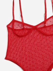 Body teddy de lunares de malla - Rojo - Ver 5