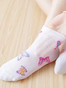 5pairs Toddler Girls Bướm in Crew Socks - Nhiều màu - Xem 2