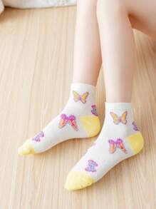 5pairs Toddler Girls Bướm in Crew Socks - Nhiều màu - Xem 4