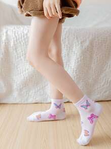 5pairs Toddler Girls Bướm in Crew Socks - Nhiều màu - Xem 5