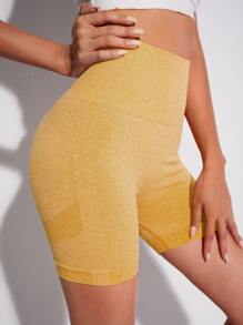 Scrunch Butt Cycling Shorts - Yellow - View 5