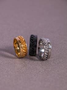 Thời trang và phổ biến 3 chiếc nhẫn nam chi tiết chữ số La Mã bằng thép không gỉ để làm quà tặng trang sức và cho một vẻ ngoài sành điệu - Nhiều màu - Xem 2