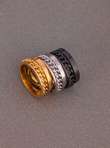 Thời trang và phổ biến 3 chiếc nhẫn nam chi tiết chữ số La Mã bằng thép không gỉ để làm quà tặng trang sức và cho một vẻ ngoài sành điệu - Nhiều màu - Xem 3