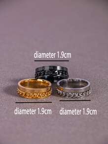 Thời trang và phổ biến 3 chiếc nhẫn nam chi tiết chữ số La Mã bằng thép không gỉ để làm quà tặng trang sức và cho một vẻ ngoài sành điệu - Nhiều màu - Xem 4