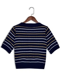Top tejido corto de rayas - Azul Marino - Ver 2
