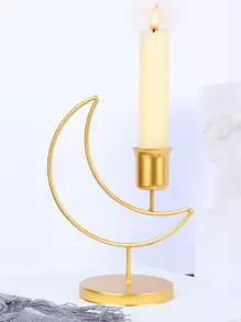 1pc Moon Design Candle Holder - Gold - View 1
