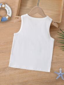 Toddler Boys Beach & Coconut Tree Print Tank Top - White - View 2
