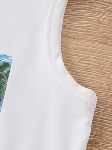 Toddler Boys Beach & Coconut Tree Print Tank Top - White - View 4