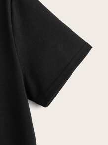 SHEIN Leap Crew Tween Boy Letter Graphic Tee - Black - View 4