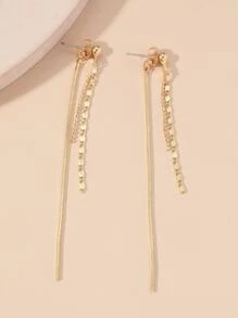 Metal Tassel Earrings - Yellow Gold - View 2