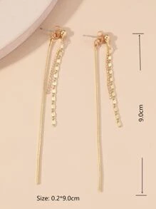 Metal Tassel Earrings - Yellow Gold - View 3