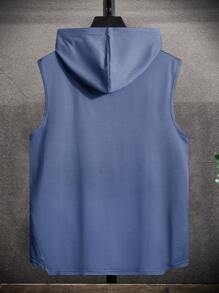 Manfinity Hypemode Men Drawstring Hooded High Low Hem Tank Top - Navy Blue - View 2