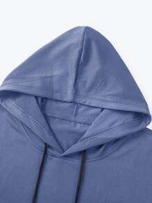 Manfinity Hypemode Men Drawstring Hooded High Low Hem Tank Top - Navy Blue - View 4