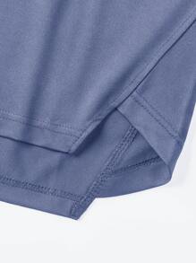 Manfinity Hypemode Men Drawstring Hooded High Low Hem Tank Top - Navy Blue - View 6