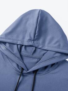 Manfinity Hypemode Hombres Camiseta con cordón con capucha bajo irregular - Neblina azul - Ver 4