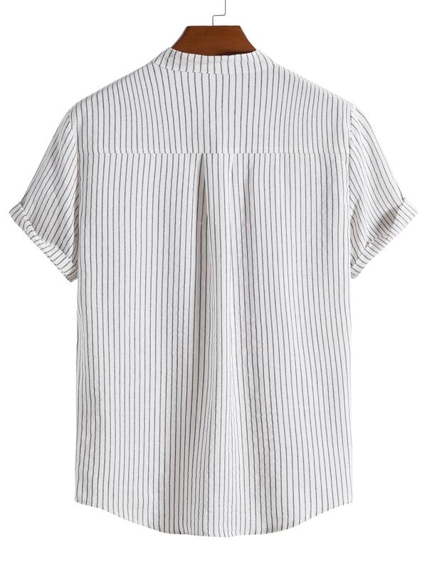 Men Striped Half Button High Low Shirt Shein Eur