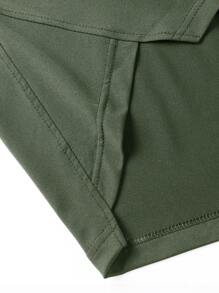 Manfinity Hypemode Men Drawstring Hooded High Low Hem Tee - Army Green - View 6