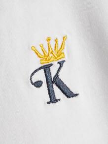 SHEIN Boys Letter & Crown Embroidery Colour Block Polo Shirt - Multicolor - View 3