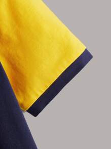 SHEIN Boys Letter & Crown Embroidery Colour Block Polo Shirt - Multicolor - View 4