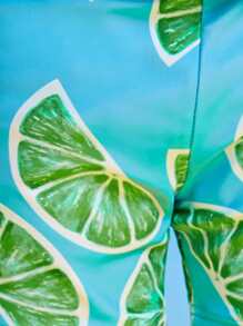 Niños Bañador de playa con estampado al azar - Azul - Ver 3