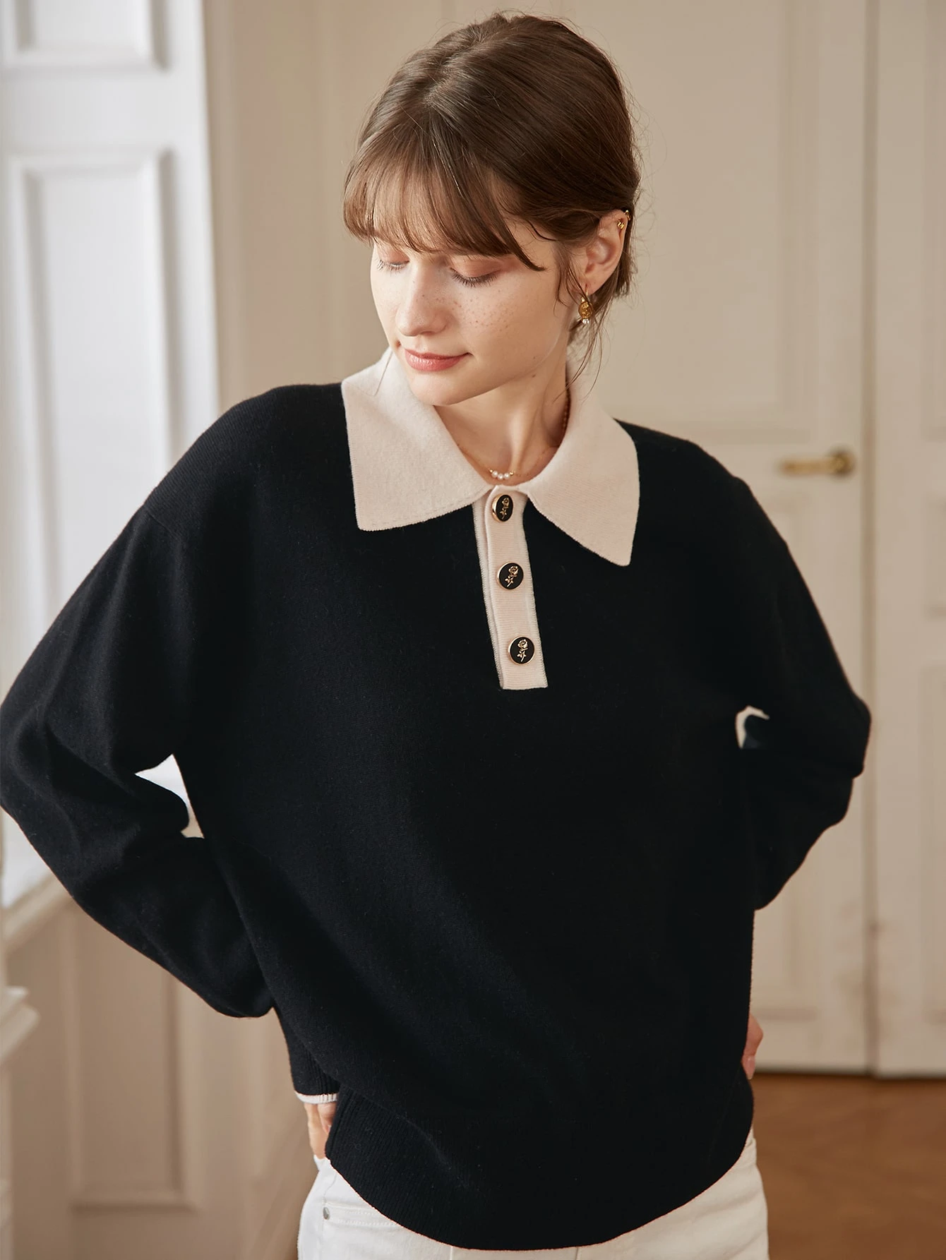 Contrast Collar Sweater