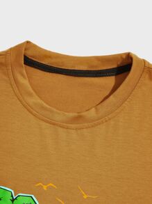 ROMWE MEN Guys Letter Tropical Graphic Tee