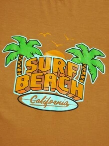 ROMWE MEN Guys Letter Tropical Graphic Tee